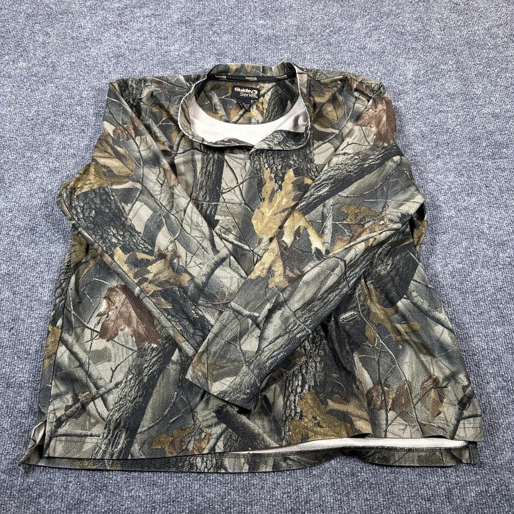 Guide Series Henley Shirt Mens Large Green Good Camo Fleece Thermal Hunting